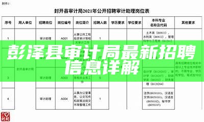 开县审计局最新招聘信息概览